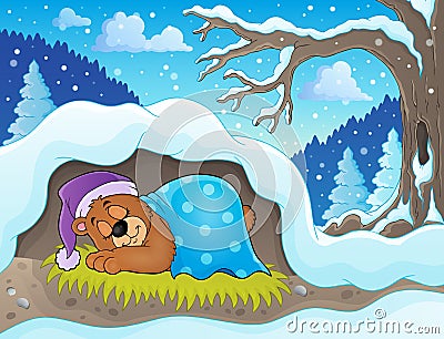 Sleeping bear theme image 2 Vector Illustration