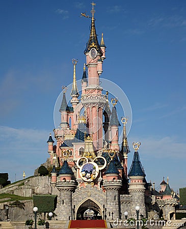 Sleeping Beauty Castle, Disneyland Paris. Beautiful castle in a fabulous style. Editorial Stock Photo