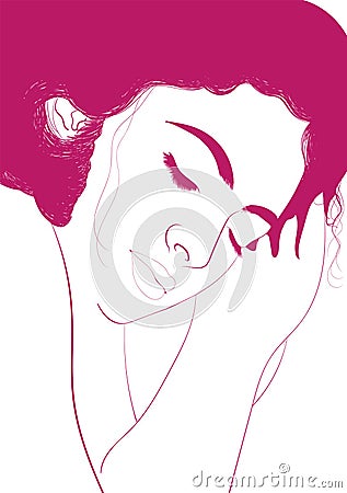 Sleeping beauty in pink color Vector Illustration