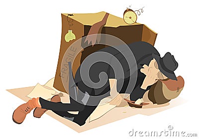 Sleeping beggar Vector Illustration