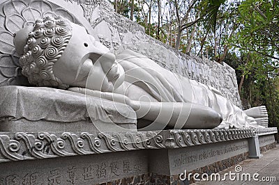 Sleeping Buddha at the Long Son Pagoda in Nha Trang Stock Photo