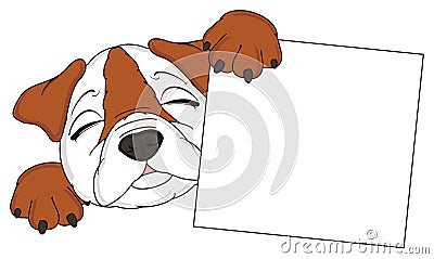 Sleeping bulldog with clean banner Stock Photo