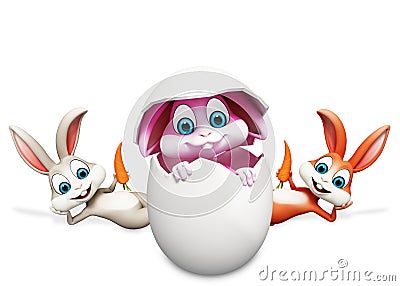 Sleeping bunny with bunny inside egg Cartoon Illustration