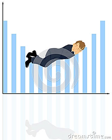 Sleeping businessman on graphic Vector Illustration