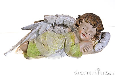 Sleeping cherub or angel Stock Photo