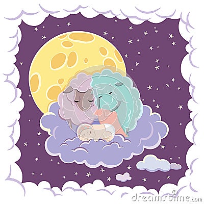 Sleeping Child Vector Illustration
