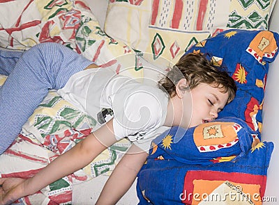 Sleeping children relax resting boy rest child Stock Photo