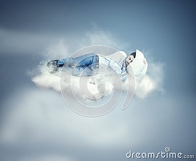 Sleeping on cloud Stock Photo