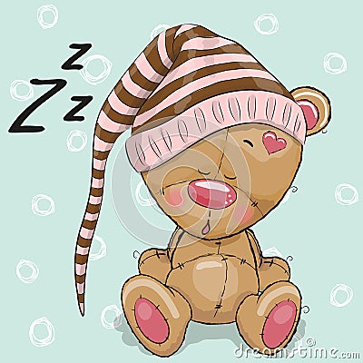 Sleeping cute Bear Vector Illustration