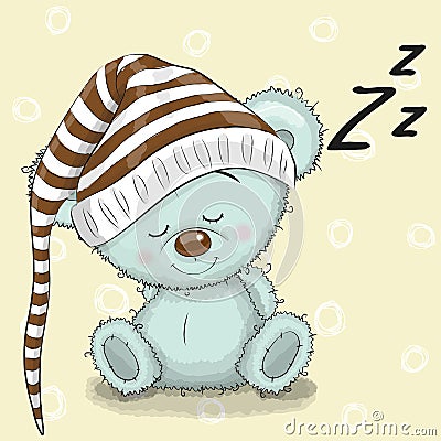 Sleeping cute Bear Vector Illustration