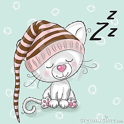 Sleeping cute Kitten Vector Illustration