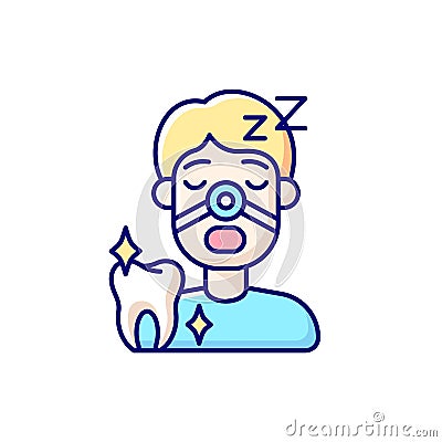 Sleeping dentistry RGB color icon Vector Illustration