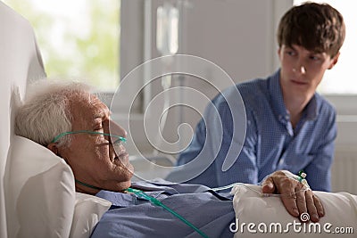 Sleeping elderly hospice patient Stock Photo