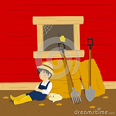 Sleeping Farmer Vector Vector Illustration