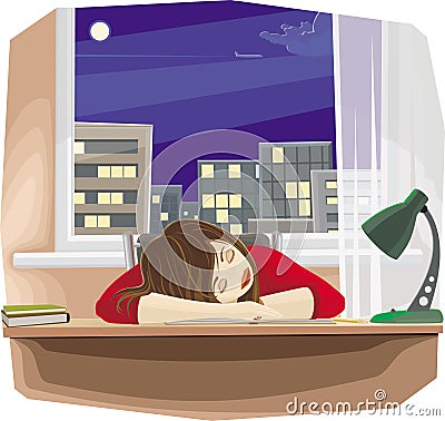 Sleeping girl Vector Illustration