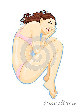 The sleeping girl without a background Vector Illustration