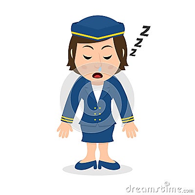 Sleeping Hostess Cartoon Character Vector Illustration