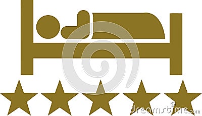 Sleeping icon with five golden stars Vector Illustration