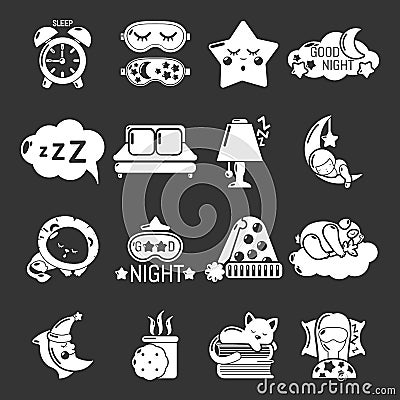 Sleeping icons set grey Stock Photo