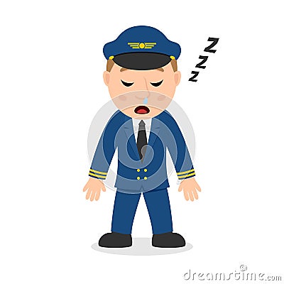 Sleeping Jet Pilot Cartoon Character Vector Illustration