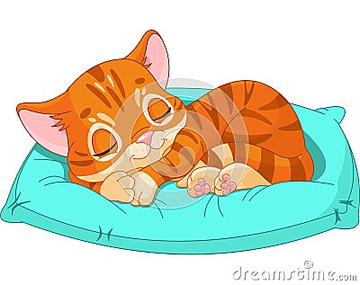 Sleeping kitten Vector Illustration