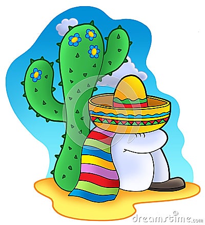 Sleeping Mexican Cartoon Illustration