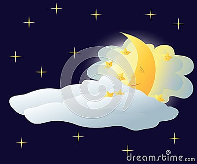 Sleeping moon Vector Illustration