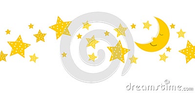 Sleeping moon and stars banner Stock Photo