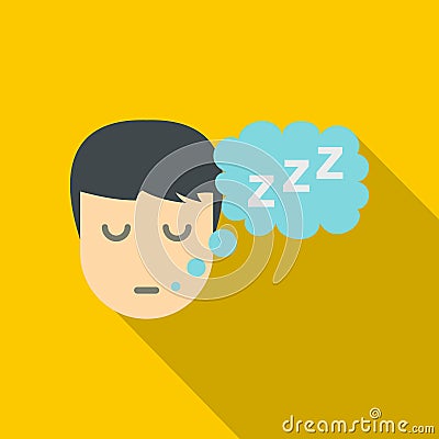 Sleeping person with thought bubble of z icon Vector Illustration