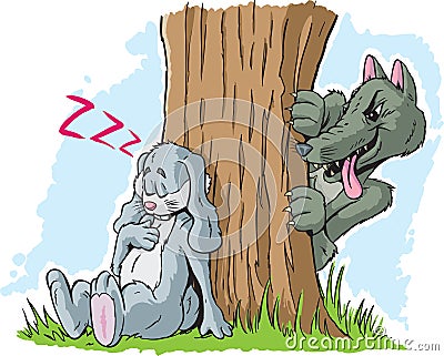 Sleeping Rabbit Vector Illustration