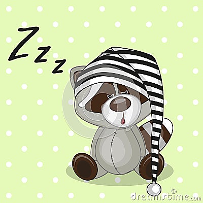Sleeping Raccoon Vector Illustration