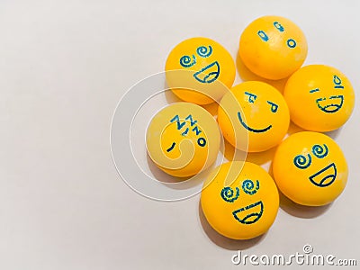 Sleeping, sad, happy smiles, emotions Stock Photo