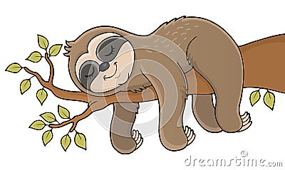 Sleeping sloth theme image 1 Vector Illustration