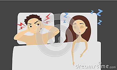 Sleeping snoring woman. Vector Illustration