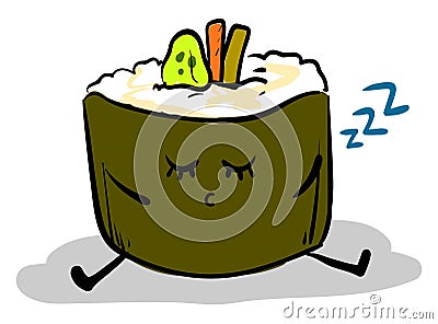 Sleeping sushi roll, illustration, vector Vector Illustration