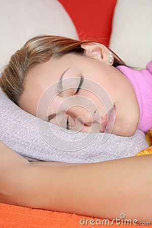 Sleeping teen girl Stock Photo