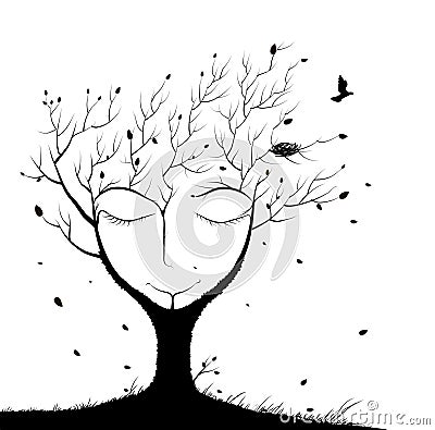Sleeping tree spirit Vector Illustration