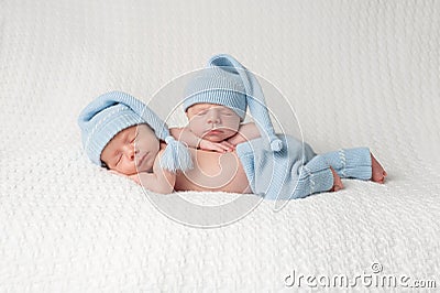 Sleeping Twin Baby Boys Stock Photo