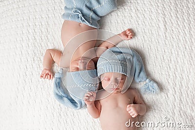 Sleeping Twin Baby Boys Stock Photo