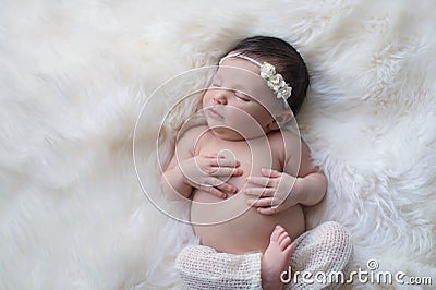 Sleeping Newborn Baby Girl Stock Photo