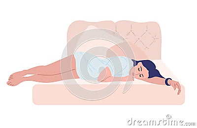 Sleeping woman hand drawn flat vector illustration. Vector Illustration