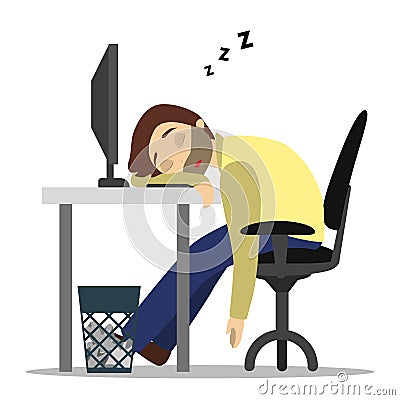 Sleeping at work. Vector Illustration