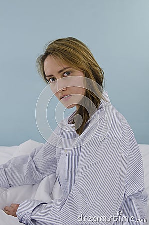 Sleepless woman in bed with insomnia Stock Photo