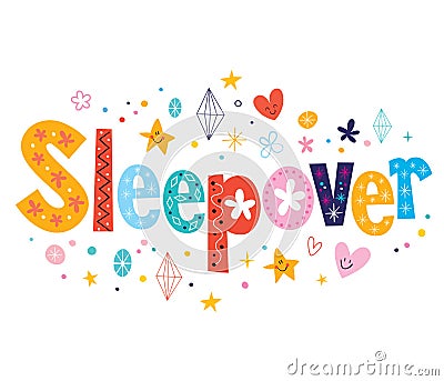 sleepover decorative type lettering design 53484610