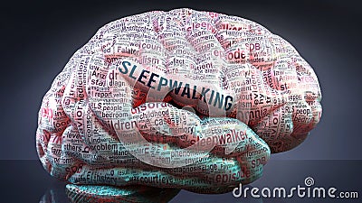 Sleepwalking and a human brain Stock Photo