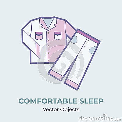 Sleepwear pajama vector isolated. Comfortable sleep illustration item pajama vector, good sleep. Vector Illustration