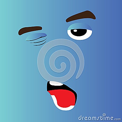 Sleepy cartoon face Vector Illustration