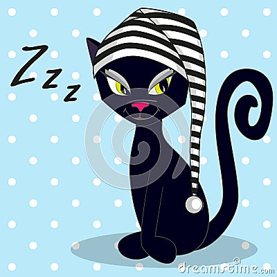 Sleepy cat Vector Illustration