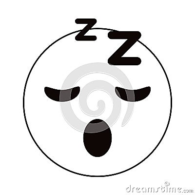 Sleepy emoticon funny thin line Vector Illustration