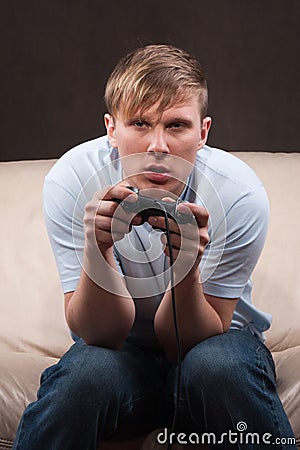 Sleepy gamer Stock Photo